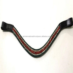 Cristaux rouges et bleus personnalisés 5 rangées de mega bling bande de front de cheval en cuir décoratif pour bride en pleine taille d'épi au meilleur prix - Product Image 1