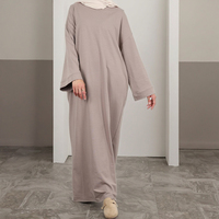 Toptan Loriya Kadın Elbiseleri Zarif Uzun Kollu Polyester Abaya Elbise Yeni Mütevazı Yan Cepli Müslüman Abaya Elbiseleri