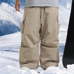 Pantalon cargo imperméable pour homme, taille mi-haute, coupe large, plusieurs poches, séchage rapide, service OEM, vêtement de travail décontracté, beige, polyester/coton - Product Image 6