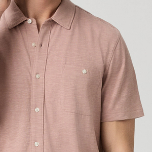 OEM Service Designing High Quality Stitching Men Solid Color Tee Shirt With Short Sleeves / Turn <b>Down</b> Collar Casual Outdoor Wear - Product Image 4