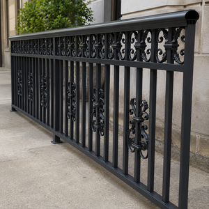 Barandilla Decorativa de Hierro Forjado Negro con Adornos Florales, Barandilla Metálica para Balcón, Terraza, Valla, Panel de Seguridad Exterior - Product Image 3