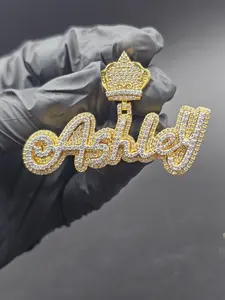 Colgante de Letra Personalizada con Moissanita Redonda Real de 2.10 Quilates, Chapado en Oro Amarillo de 14K sobre Plata - Product Image 4