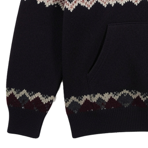 Sudadera con Capucha para Mujer, Tejida, con Patrón Geométrico, para Invierno, con Bolsillo Delantero, Corte Regular, Material Acrílico - Product Image 5