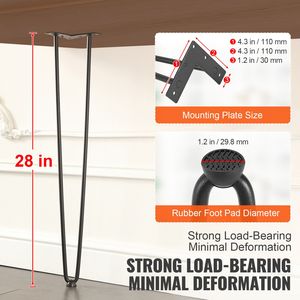 Patas Metálicas para Muebles de 28 Pulgadas, para Proyectos de Bricolaje en el Hogar, Mesitas de Noche, Mesas de Centro, Escritorios, Capacidad de Carga de 500 Libras, con Protección de Piso de Goma - Product Image 5