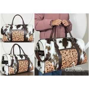 Bolsa de Viaje de Cuero Hecha a Mano de Gran Capacidad, Precio de Fábrica, Bolsa de Negocios de Piel de Vaca, Bolsa de Fin de Semana con Diseño para Mujer - Product Image 1