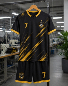 Custom Black Gold Soccer Jersey Set Men Sublimation Football Uniform Training Kit Breathable Quick Dry Team Wear With <b>Shorts</b> - Product Image 6