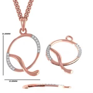 Collier Pendentif Diamant Q en Or Rose 14K, Sertissage Griffe, Design Unique, Meilleure Vente, Élégant, Breloques Fines de Créateur, Unisexe - Product Image 5