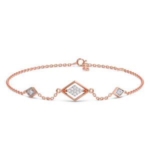 Interlocking Dual-Ring Loop Diamond Link <b>Bangle</b> <b>Bracelet</b> - Product Image 1