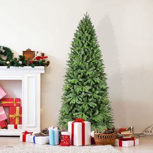 7.5FT corposo albero di natale 1599 PE + PVC punte decorazione classica verde natale stabile in metallo supporto facile montaggio rami incernierati - Product Image 1