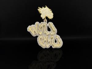 Pendentif personnalisé en acier inoxydable plaqué argent, motif enfant sauvage, avec diamants glacés, style médaille de victoire, breloque hip-hop, bijoux unisexe - Product Image 3