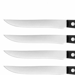 Black 4 Piece Dinner <b>Knife</b> <b>Set</b> with Silver Smooth Edge Blades and Triple Rivet Curved Handles for <b>Steak</b> Cutting and Table Use - Product Image 5
