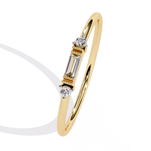 Bagues minimalistes en diamant pour femmes, diamants naturels 100% extraits de l'exploitation minière, baguettes et diamants ronds, or massif 18 carats, bagues empilables, fournisseur - Product Image 6
