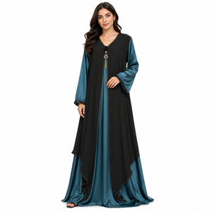 Grace Flow Abaya Moonlight Satin Abaya Pearl Line Abaya Noura Layered Abaya Modern Farasha Abaya - Product Image 2