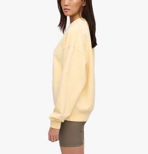 เสื้อยืดคอกลมแขนยาวผ้าฝ้ายแท้ 100% เนื้อเจอร์ซีย์เดี่ยว สีเหลืองนุ่ม สำหรับผู้หญิง ไซส์ L/S เป็นมิตรต่อสิ่งแวดล้อม ป้องกันการเป็นขุย ทรงปกติ - Product Image 3