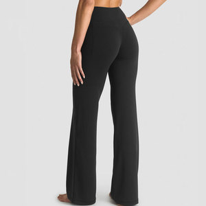New Arrival Gym <b>Leggings</b> Women <b>Flare</b> Pants Breathable Lightweight <b>High</b> <b>Waist</b> Custom Blank Four Way Stretch Material Athletic - Product Image 6