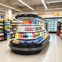 Réfrigérateur commercial ovale à refroidissement uniforme, finition noire, pour boissons, à économie d'énergie