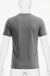 T-shirt décontracté pour homme, gris, avec logo sur le devant, manches courtes, coupe classique, col rond, 100% polyester, séchage rapide - Product Image 3