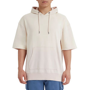 Camiseta Personalizable de Manga Corta para Hombre, 100% Algodón, Estilo Urbano Invernal con Capucha de Tela de Felpa de Moda, Logos Incluidos - Product Image 1