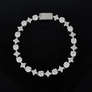 Pulsera de Plata de Moda al por Mayor, Joyería Hip Hop, Pulsera de Estrella con Moissanita de Color D para Regalo de Amigos - Product Image 1