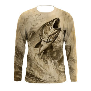 T-shirt de pêche à manches longues pour homme, col rond, séchage rapide, en coton/fibre de bambou, tricoté, imprimé numériquement - Product Image 2