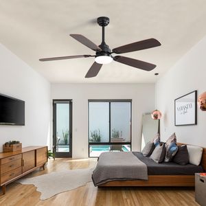 Ventilatore da Soffitto LED Classico da 52 Pollici con Luce Dimmerabile, 6 Velocità, 5 Pale, Telecomando, Motore DC per Uso Interno - Product Image 5
