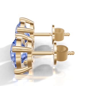Heerani Jewels Natural Tanzanite Round Set 925 <b>Sterling</b> <b>Silver</b> Classic <b>Stud</b> Vermeil Yellow Gold Unisex <b>Earrings</b> All - Product Image 2