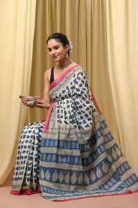 Block Print Soft Cotton Mulmul <b>Saree</b> for Women – Lightweight Indian Traditional Wear Premium Mulmul Cotton <b>Saree</b> <b>Blouse</b> Piece - Product Image 2