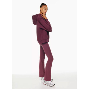Women Slim Fit Long Sleeve Solid Color Hooded Tracksuit Set Full Length 100% Cotton Breathable Casual Style Winter 2 Piece <b>Suits</b> - Product Image 6