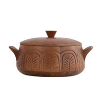 Roti Dabba en bois résistant à la chaleur avec couvercle Boîte à chapati ronde artisanale pour le service et le stockage de repas chauds Parfait pour un usage quotidien dans la cuisine