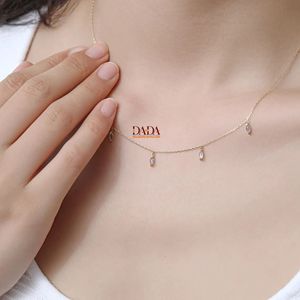 Drop <b>Necklace</b> Dainty Station Diamond <b>Chain</b> Minimalist Elegant Fine Jewelry for Women Delicate Everyday <b>Necklace</b> Gift - Product Image 2