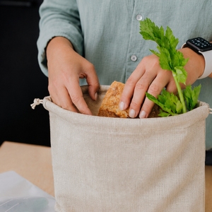 Sac à pain en lin et coton 100% |   Sac à pain avec cordon de serrage - Product Image 4