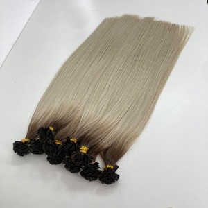 Extensions de cheveux Remy vietnamiennes lisses de luxe de 20 pouces pour Ombre Flat Tip Quality Keratin #2/613 Ash Double Hair Extensions - Product Image 2