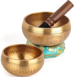Ensemble de 2 bols chantants tibétains, 100% faits à la main au Népal, ensemble de bols sonores pour la méditation, yoga, guérison des chakras, cadeaux de méditation - Product Image 5