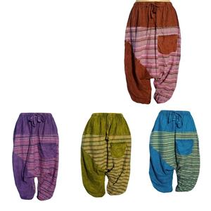 New Fashionable <b>Aladdin</b> Cotton Eco-Friendly Boho Festival Trousers Multicolor Solid Pattern Yoga Travel Casual Wear Logo Waist - Product Image 1
