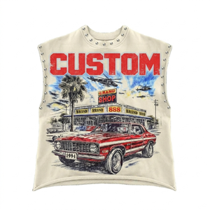 Glory Custom Distressed Graphic <b>Cropped</b> Tank <b>Top</b> New Trendy Printed <b>Rhinestone</b> Design For Unisex Street Wear - Product Image 1