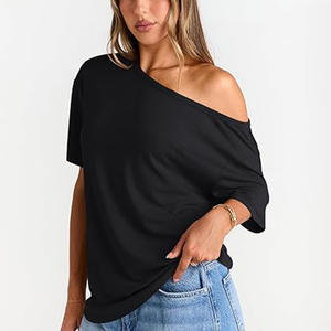 Camiseta Oversize de Moda para Mujer con Hombros Caídos, Manga Corta, Colección 2026, Ropa de Moda para Mujer - Product Image 1