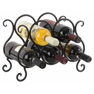 Antique Style Metal Wine <b>Rack</b> 6 Bottle Capacity <b>Display</b> Stand Home Furniture Decor Handmade Wine <b>Racks</b> - Product Image 1