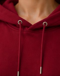 Sweat à capuche oversize rouge foncé pour femme, imprimé graphique géométrique personnalisé, en molleton de coton, pull décontracté streetwear - Product Image 5
