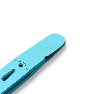 Pince à épiler sourcils bleue à revêtement, prise large, en acier inoxydable, précision, pour le visage, fabricant OEM - Product Image 3