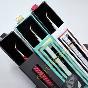 Juego de Pinzas Profesionales para Extensión de Pestañas de 45 Grados, Rojas/Verdes, Antideslizantes, de Acero Inoxidable, Pinzas para Volumen de Pestañas de 10 mm con Punta Suave - Product Image 5