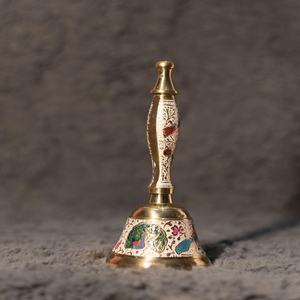 Elegant smooth brass hand bell featuring a bell-shaped fluted bottom finish, available at wholesale prices. - Product Image 6