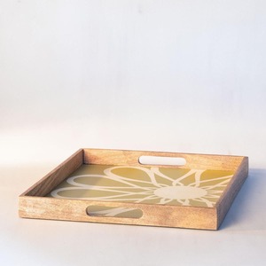 Rectangular Wooden Serving Tray Bowl Scenic Pattern Handle Multi Functional Home Hotel <b>Snacks</b> Decorative Storage Trays - Product Image 6