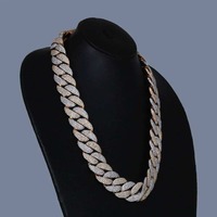 Collar de Cadena Cubana Más Vendido con Moissanita, Plata 925 y Chapado en Oro, Joyería de Lujo Estilo Hip Hop para Unisex