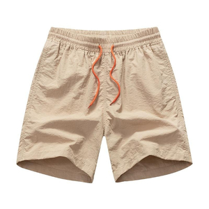 Short de bain décontracté pour homme 2026, bleu marine uni, séchage rapide, taille élastique, 100 % coton, longueur mi-cuisse, imprimé - Product Image 5