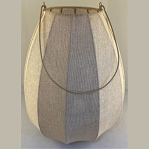 Lanterne décorative artisanale en fer naturel, verre et tissu en coton pour une décoration intérieure élégante - Product Image 3