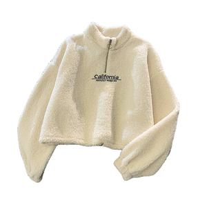 Otoño Invierno Slim Fit mujer suave cuello alto tejido suéter sudaderas con capucha nuevo diseño cuello alto Color sólido Zip Pullover impreso - Product Image 1