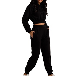 ชุดครอป2ชิ้นสำหรับผู้หญิงมาใหม่เซ็ตชุดวอร์มเนื้อผ้าคอตตอนชุดวอร์ม100% สำหรับใส่วิ่งชุดวอร์ม2026 - Product Image 1