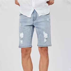 Pantalones cortos de mezclilla azules clásicos para hombre, corte ajustado, ropa informal de calle, ropa de verano para exteriores - Product Image 6