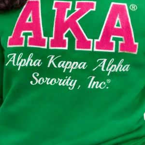 Sweat-shirt à col rond vert AKA Sorority Inc pour femme, pull à manches longues avec imprimé lettres, tricoté - Product Image 6