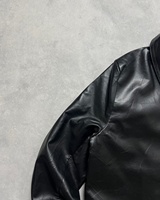 Veste en cuir véritable personnalisée, veste bomber décontractée en similicuir PU de haute qualité, fermeture éclair sur le devant, col rabattu, logo personnalisé en relief